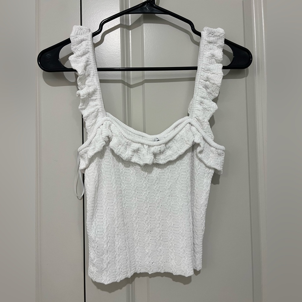Zara white ruffle tank top